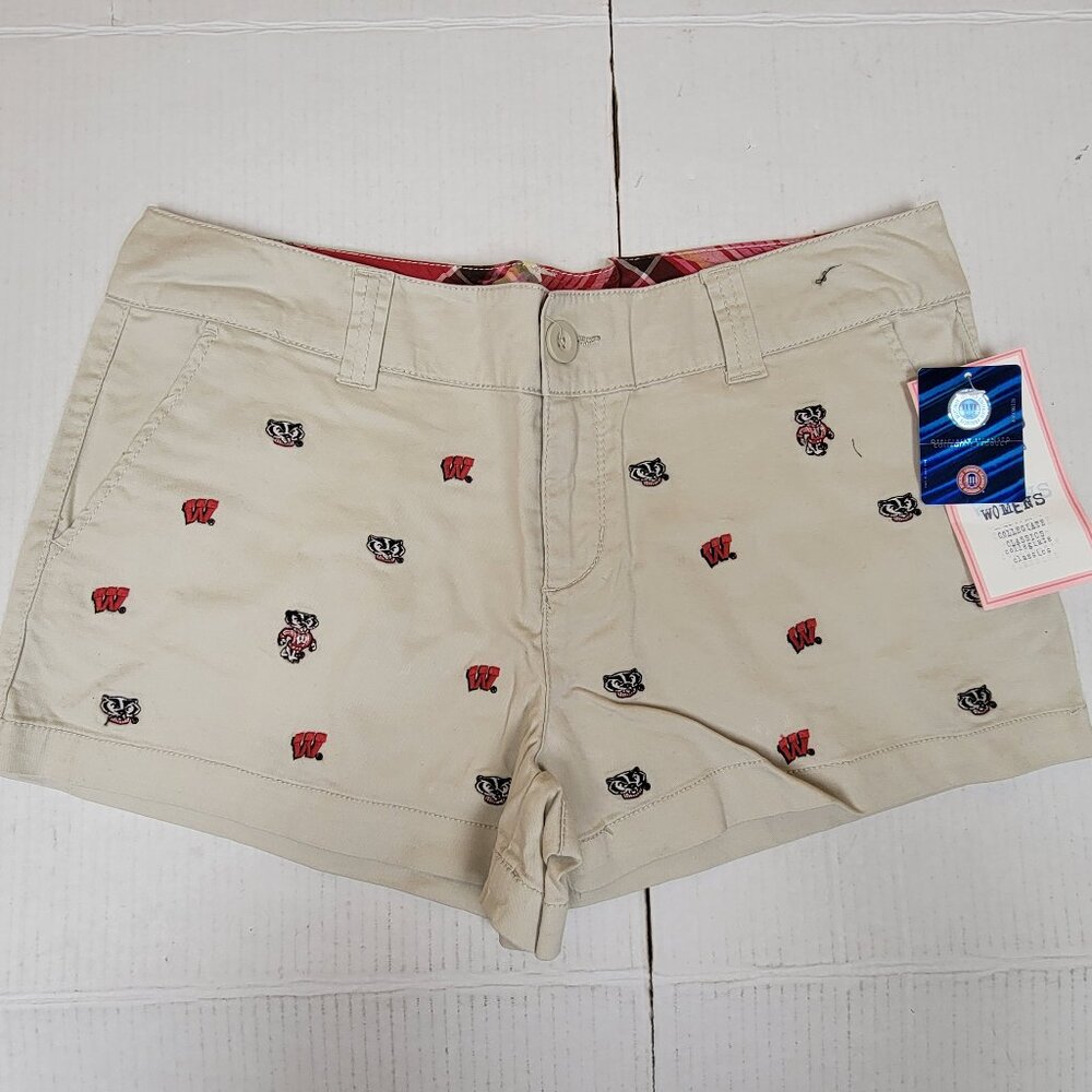 Wisconsin Badgers Juniors Khaki Shorts, New (Lot of 2)